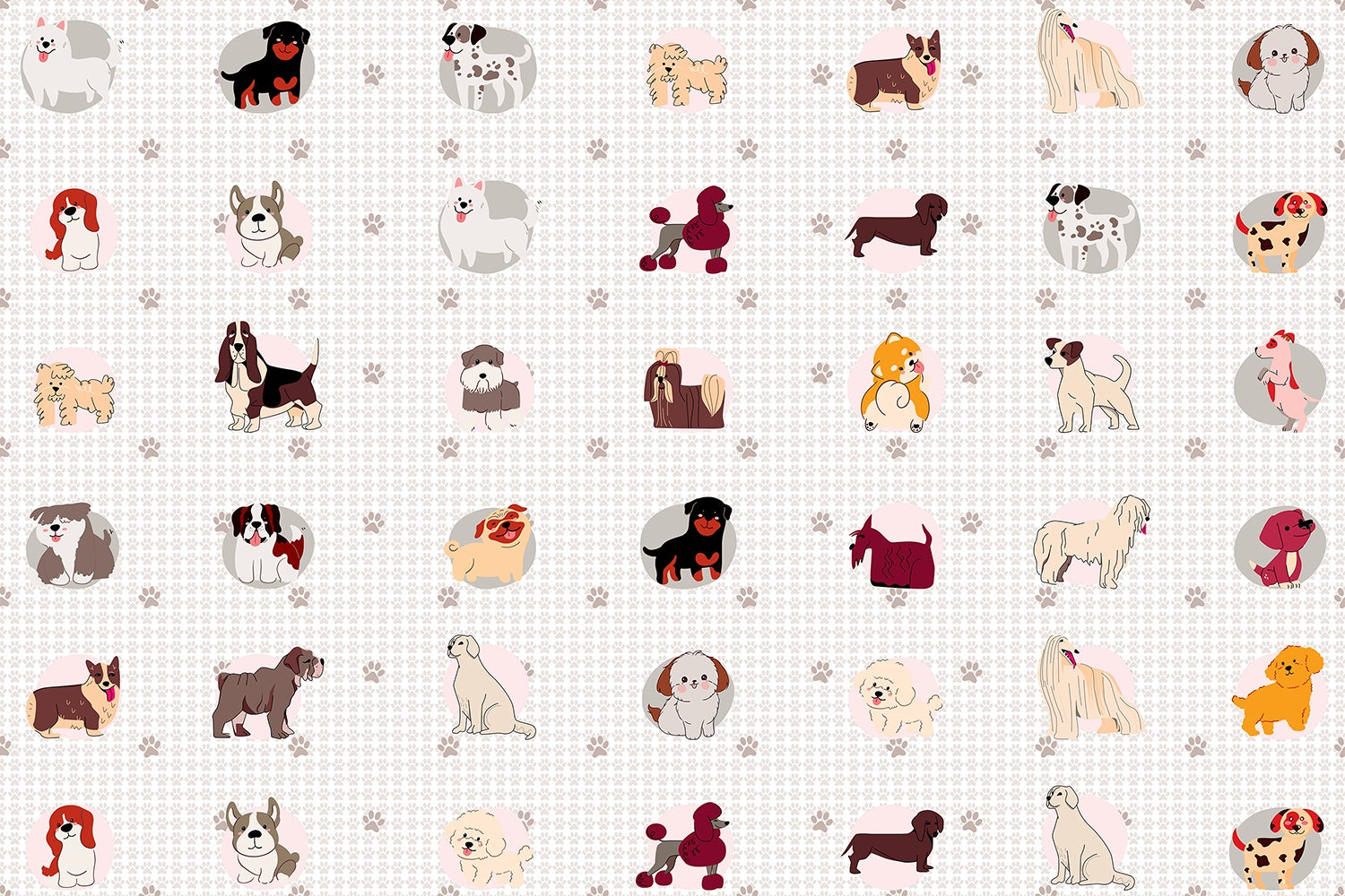 "Adorable dog motif in lea - kids wallpaper mural-inequal final"