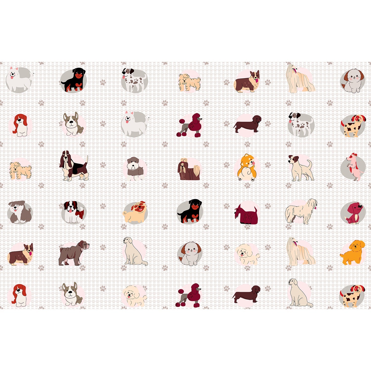"Adorable dog motif in lea - kids wallpaper mural-equal final"
