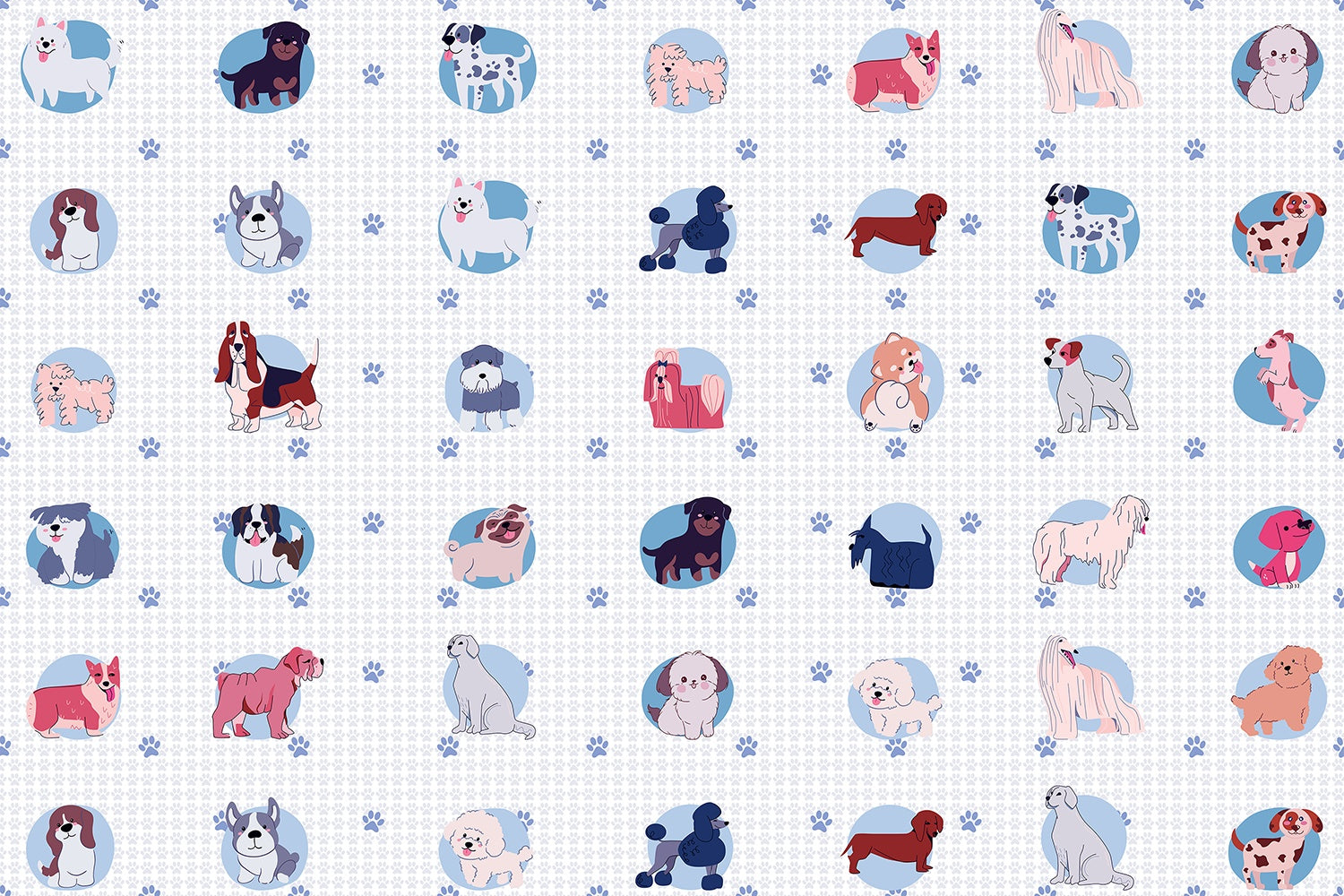 "Adorable dog motif in lea - kids wallpaper mural-inequal final"