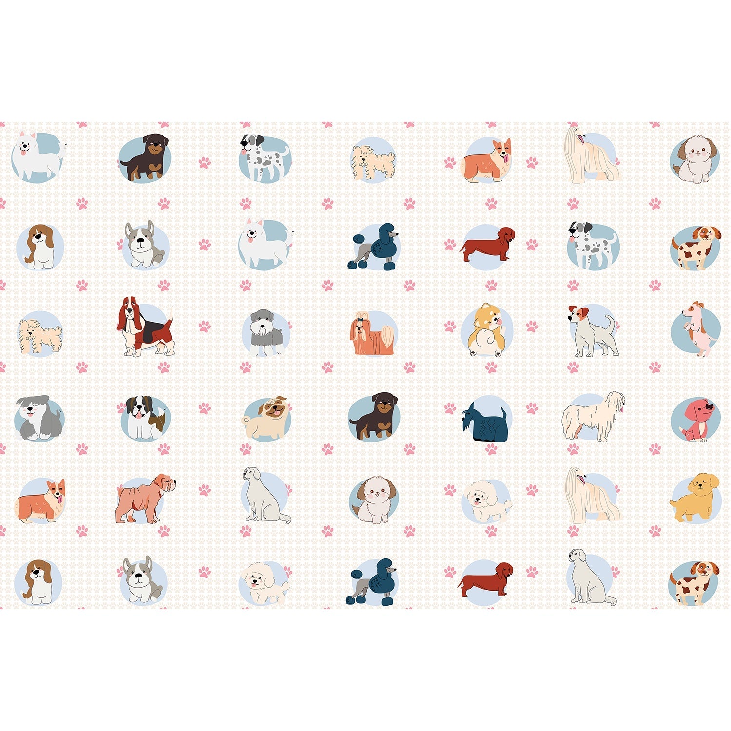 "Adorable dog motif in lea - kids wallpaper mural-equal final"