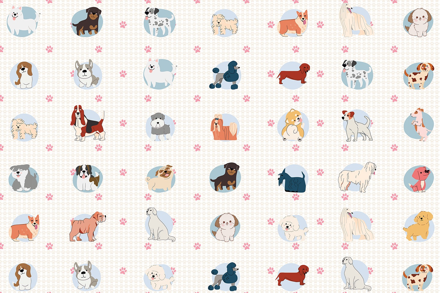 "Adorable dog motif in lea - kids wallpaper mural-inequal final"
