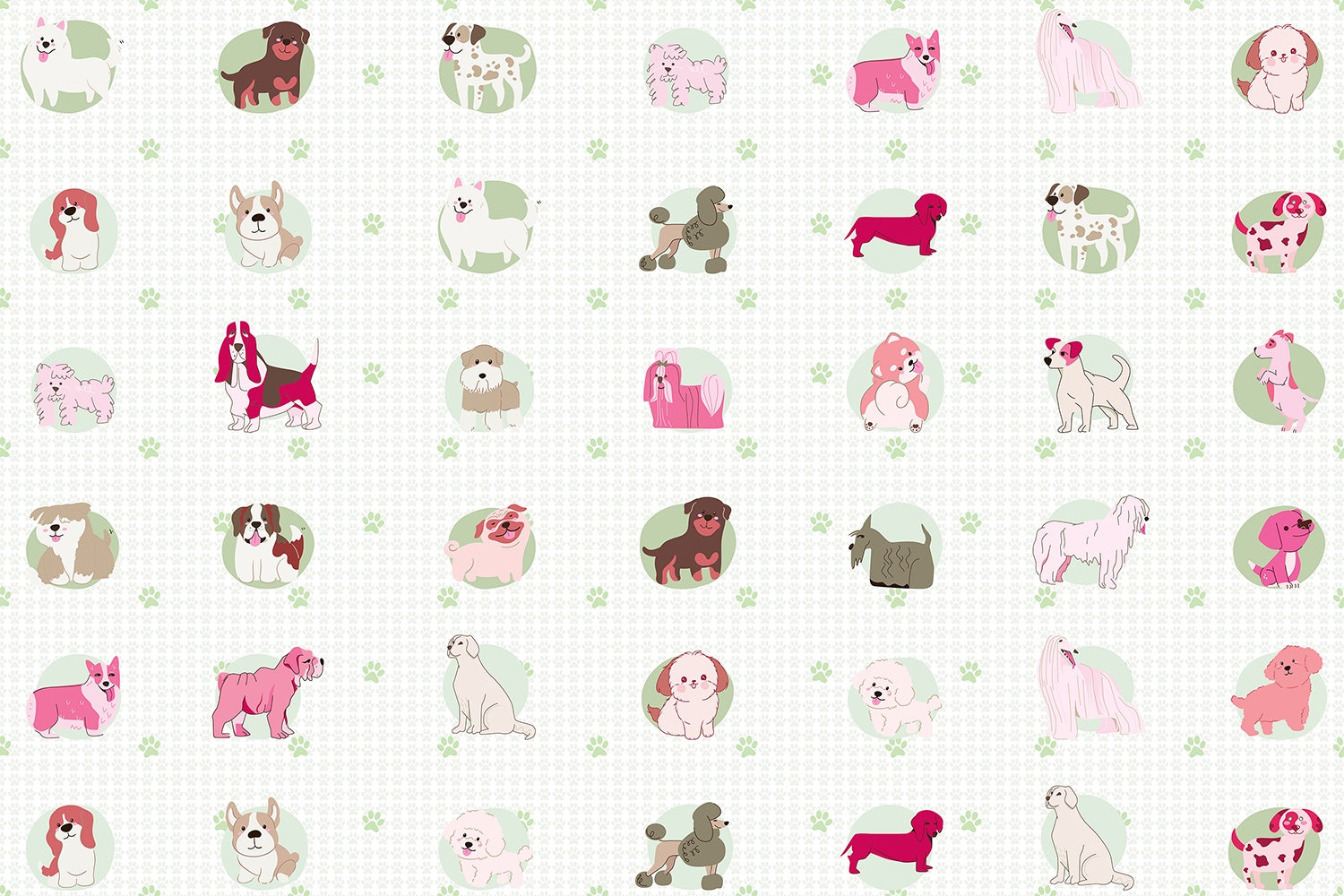 "Adorable dog motif in lea - kids wallpaper mural-inequal final"