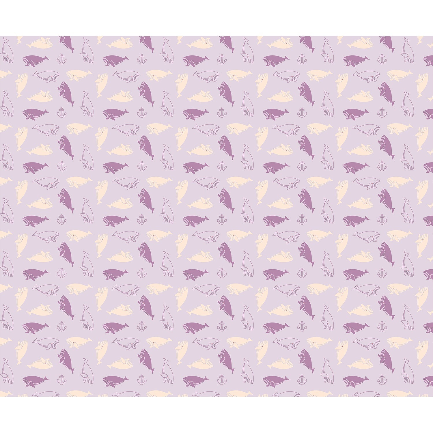 repeat-full-square Repeating whale silhouettes in soft blue and peach tones create whimsical nautical pattern - view 20 - final