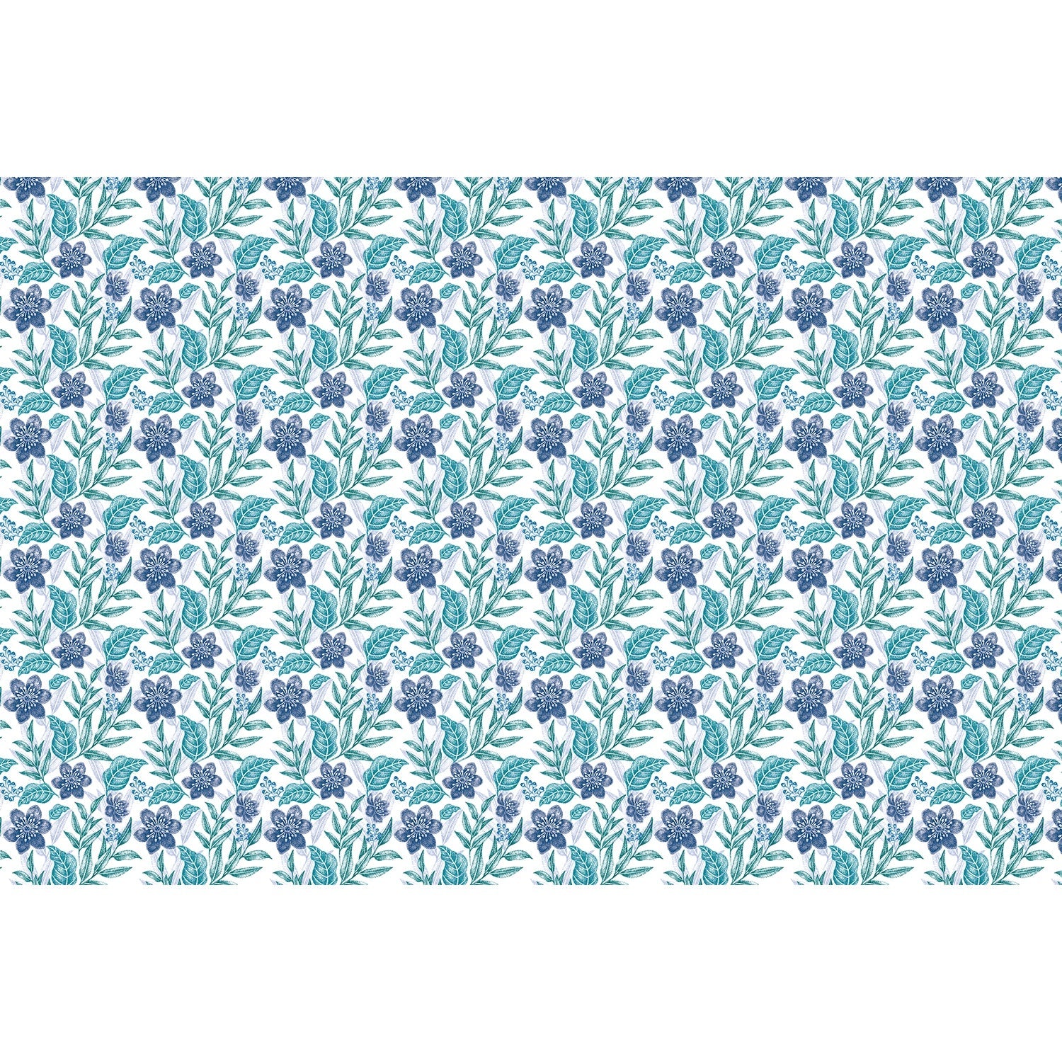 Delicate purple flowers with sage leaves create elegant repeating floral motif on white background - view 19 - final