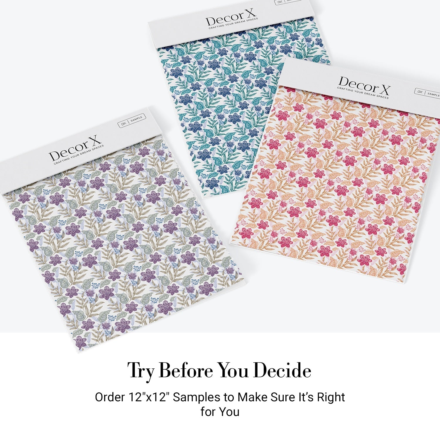 Delicate purple flowers with sage leaves create elegant repeating floral motif on white background - view 28 - final all-groups samples