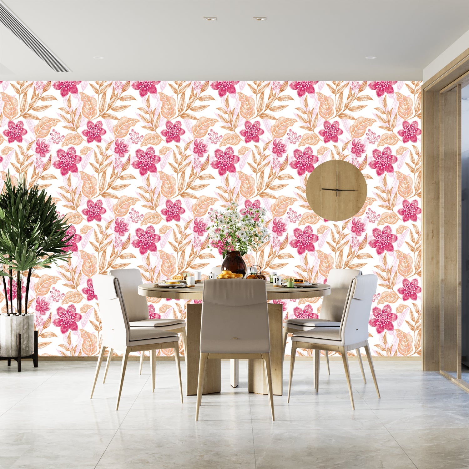 Delicate purple flowers with sage leaves create elegant repeating floral motif on white background - view 9 - final