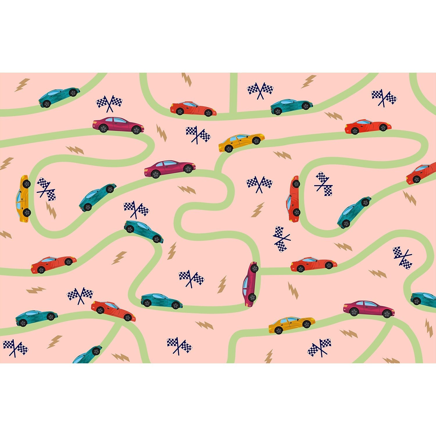 Dynamic race car design in lea - kids wallpaper mural-equal final