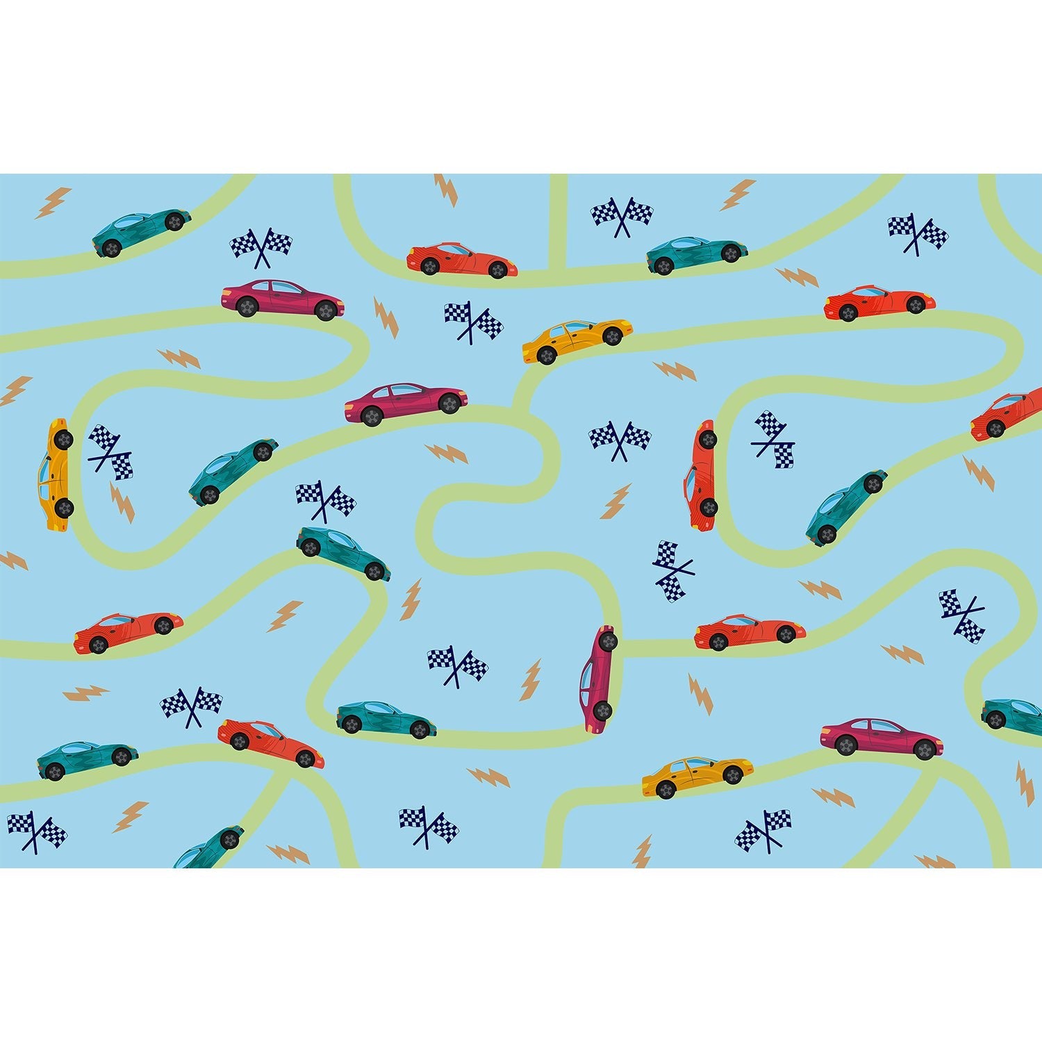 Dynamic race car design in lea - kids wallpaper mural-equal final