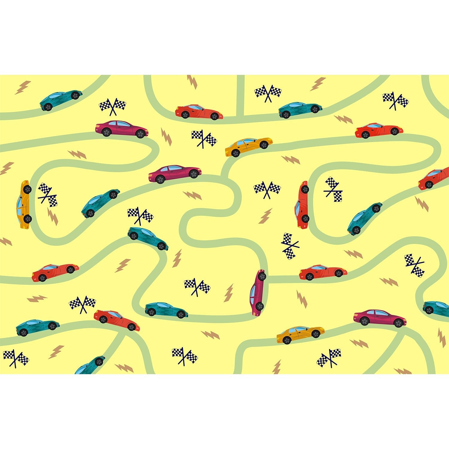 Dynamic race car design in lea - kids wallpaper mural-equal final