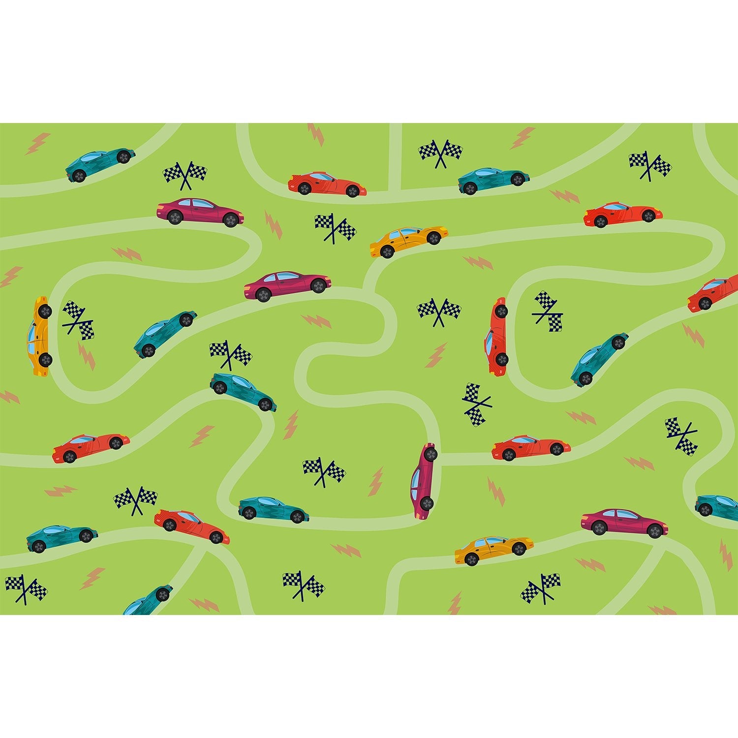 Dynamic race car design in lea - kids wallpaper mural-equal final