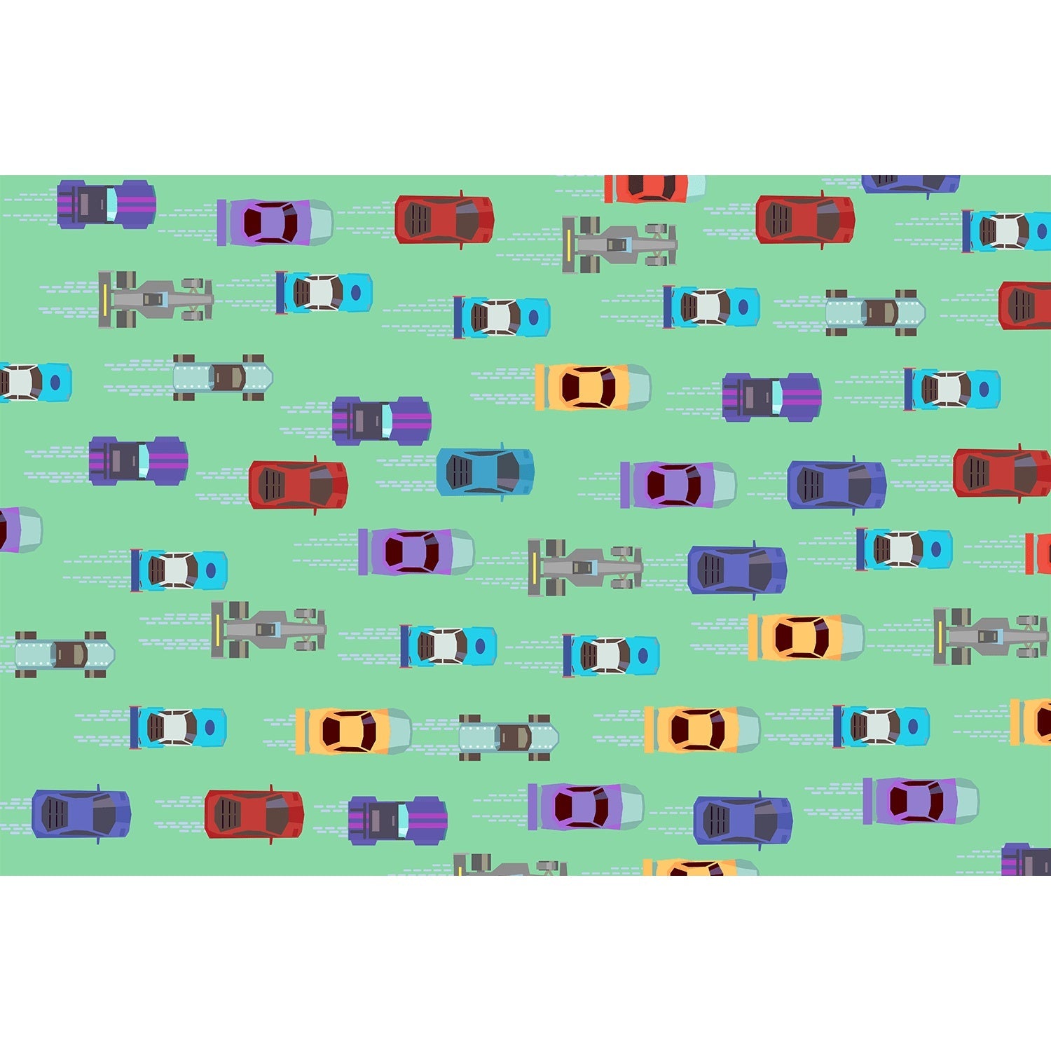 Racetrack road scene in lea - kids wallpaper mural-equal final