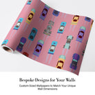 Colorful toy cars scattered on pink background creating playful repeating pattern for children - view 5 - final