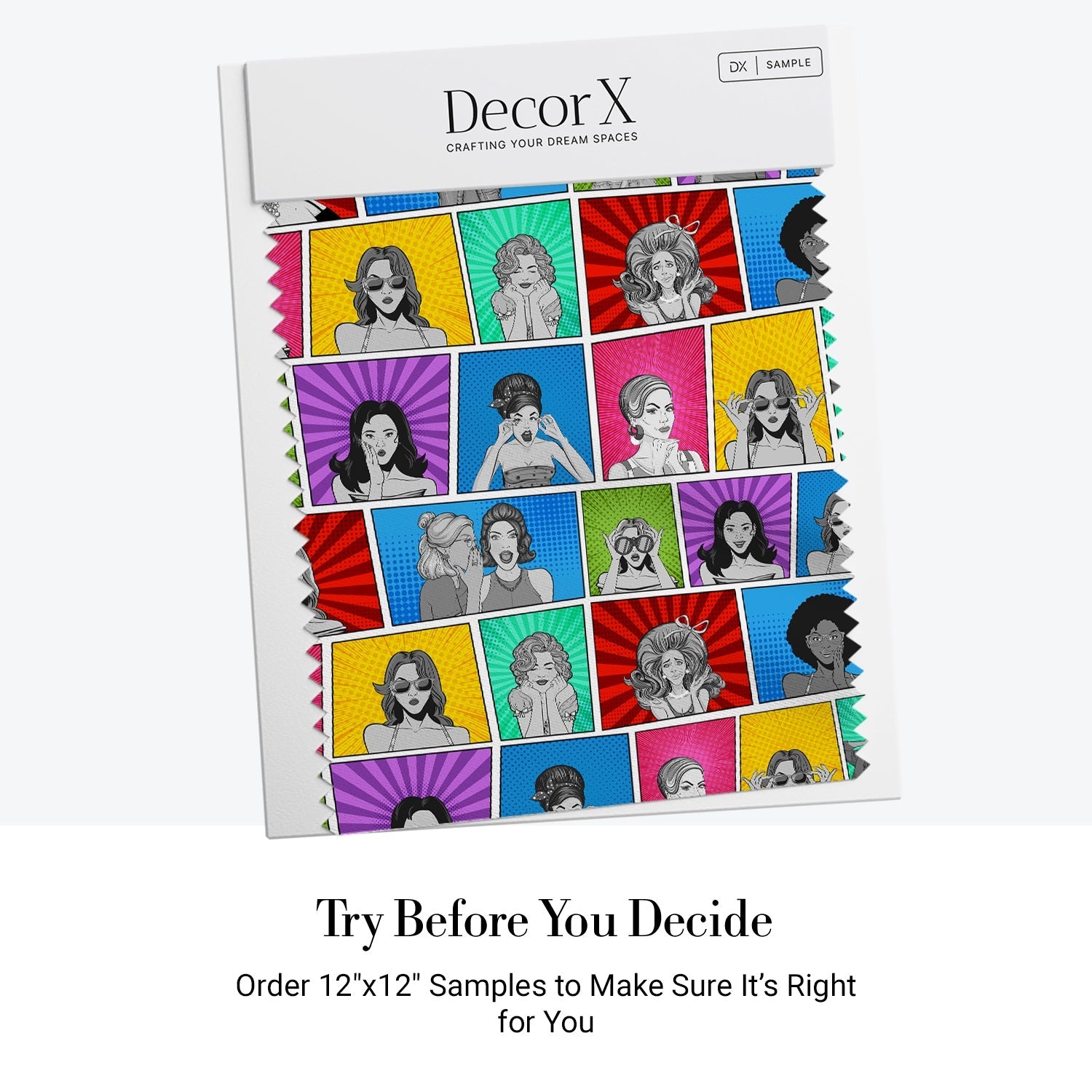 Colorful comic style panels with pop art portraits in vibrant sunburst backgrounds - view 7 - final all-groups samples