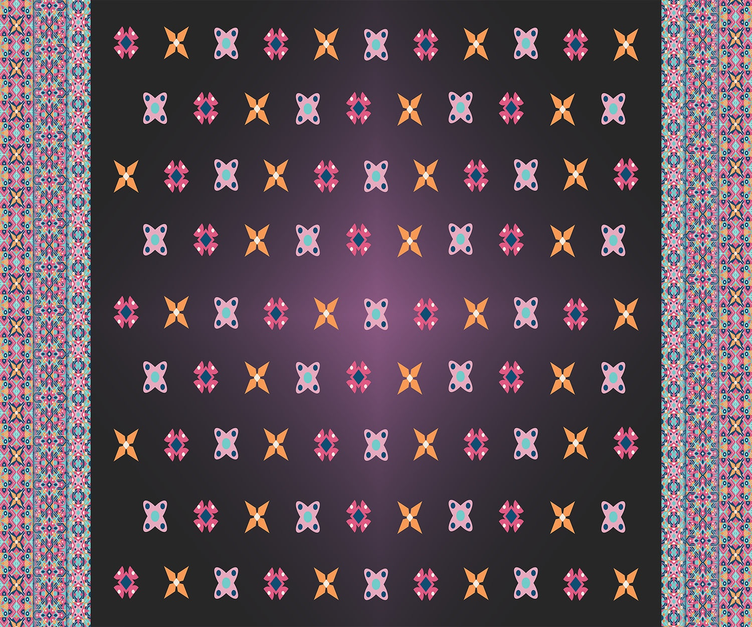 "Colorful geometric patterns in lea - "motifs" wallpaper mural-inequal final"