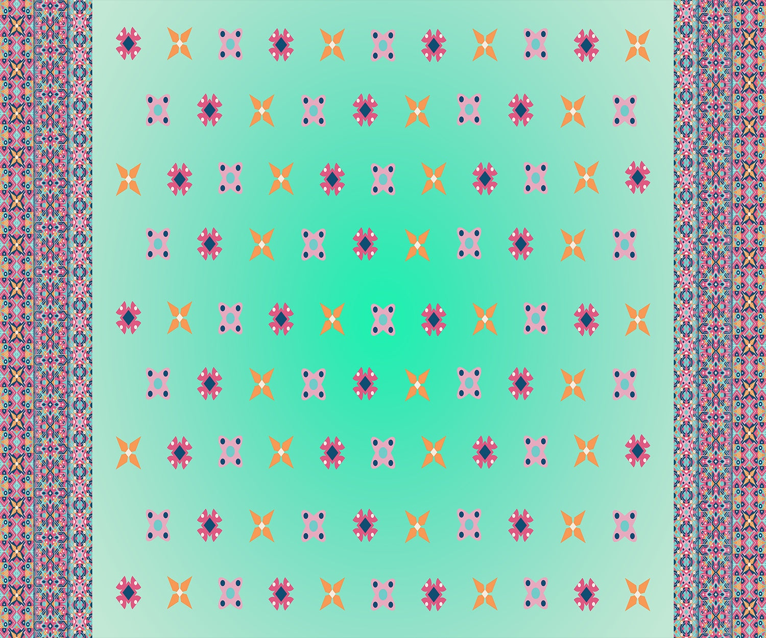 "Colorful geometric patterns in lea - "motifs" wallpaper mural-inequal final"