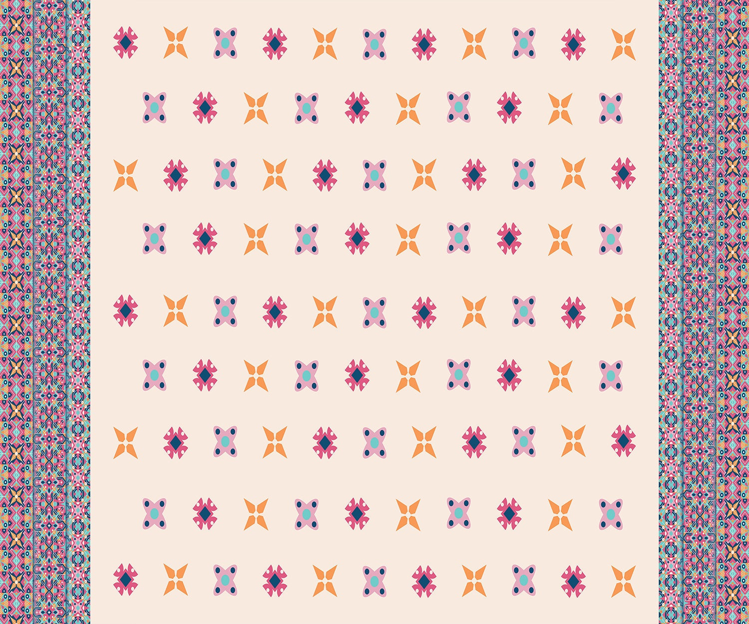 "Colorful geometric patterns in lea - "motifs" wallpaper mural-inequal final"