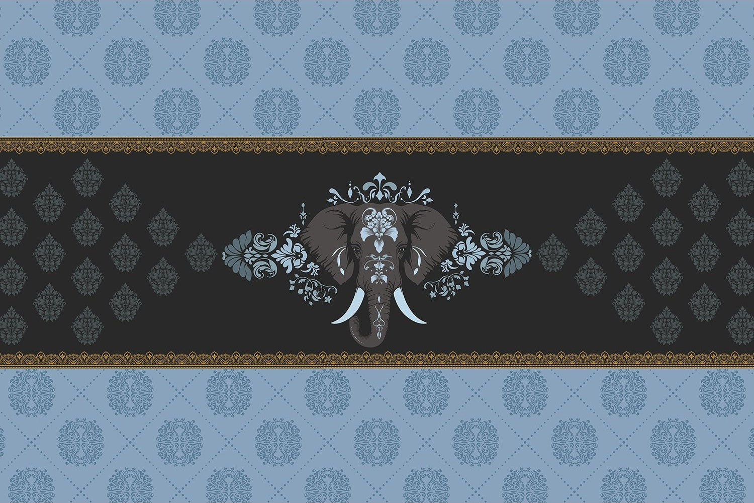 "Regal elephant majesty design in lea - "royal" wallpaper mural-inequal final"