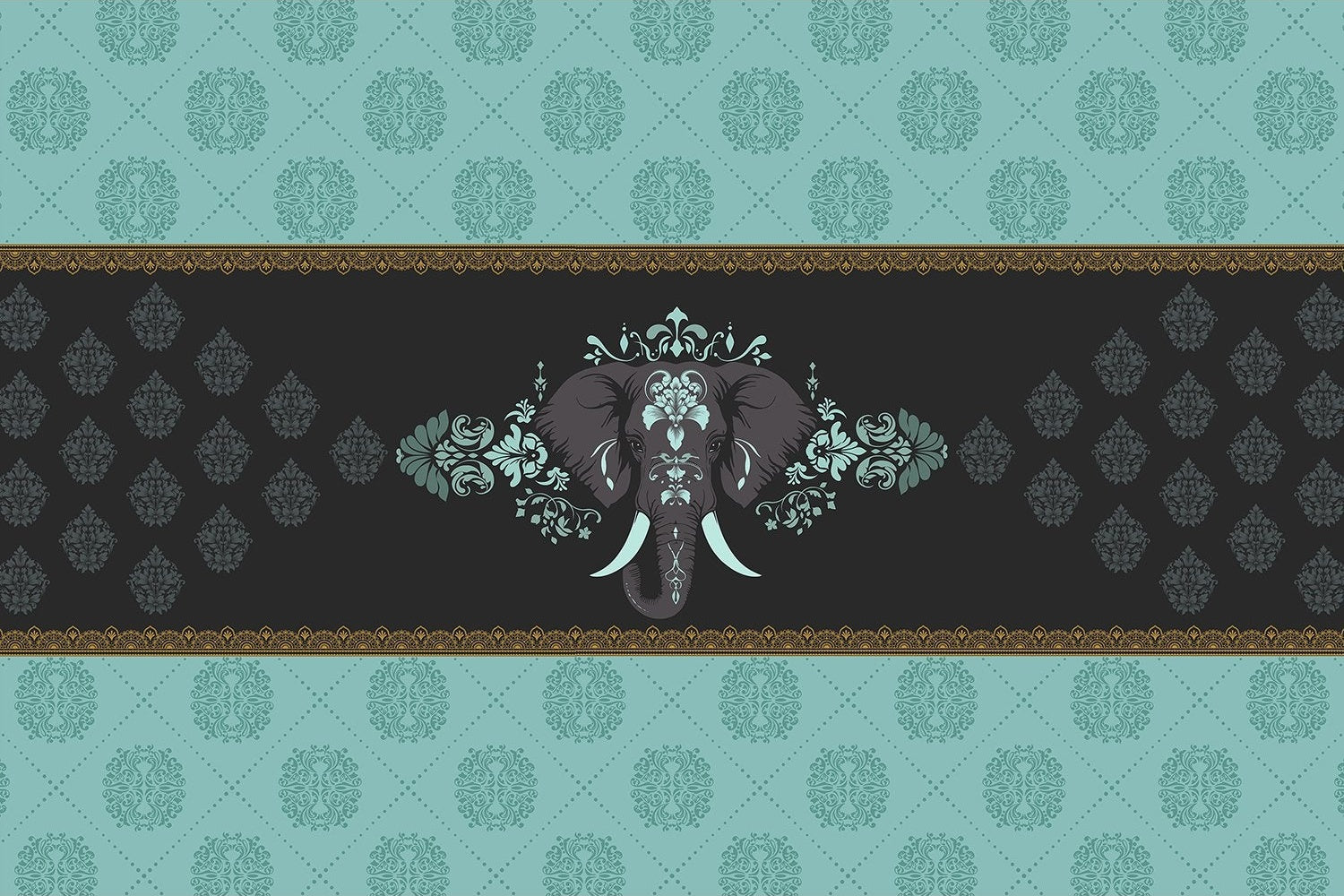 "Regal elephant majesty design in lea - "royal" wallpaper mural-inequal final"