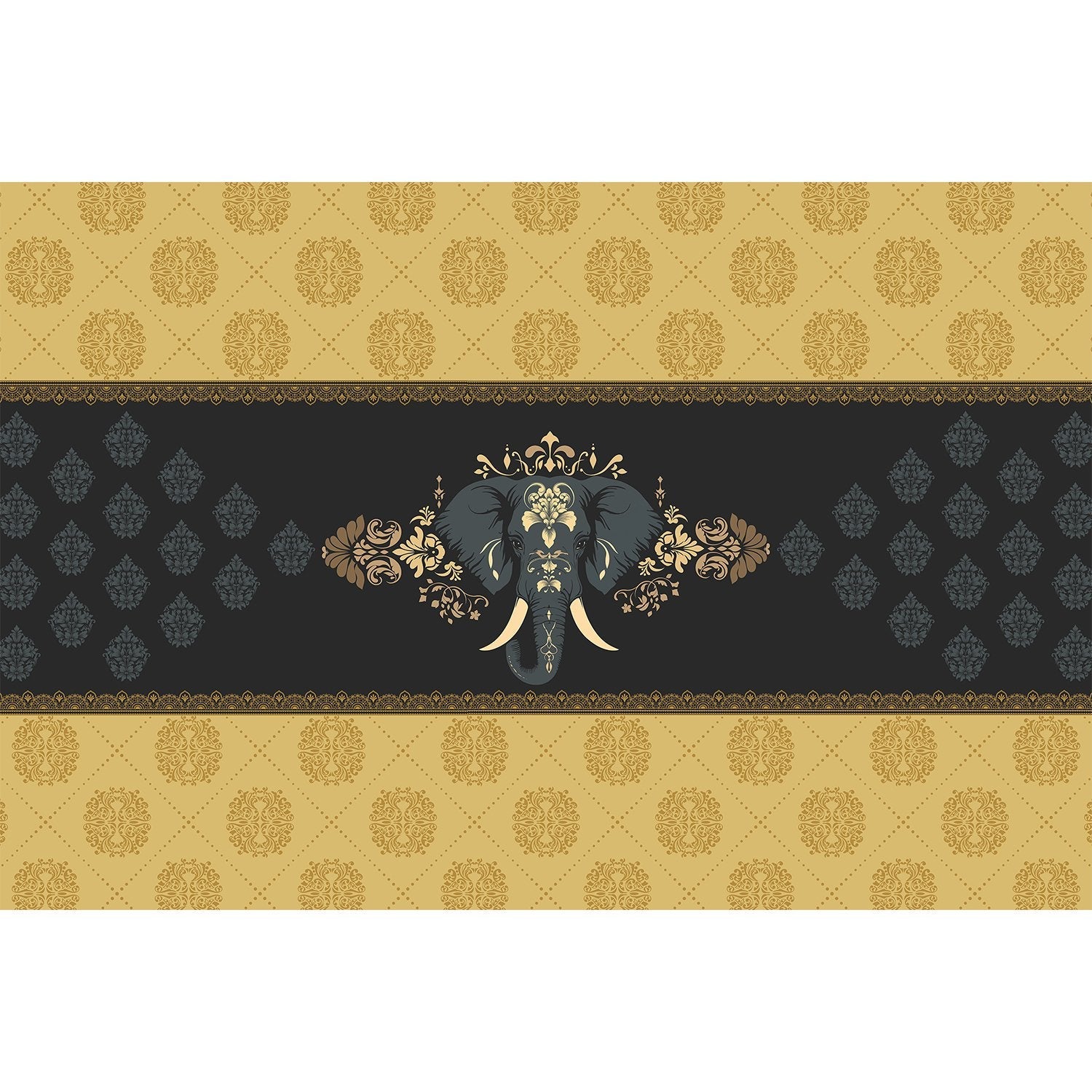 Regal elephant majesty design in lea - "royal" wallpaper mural-equal final