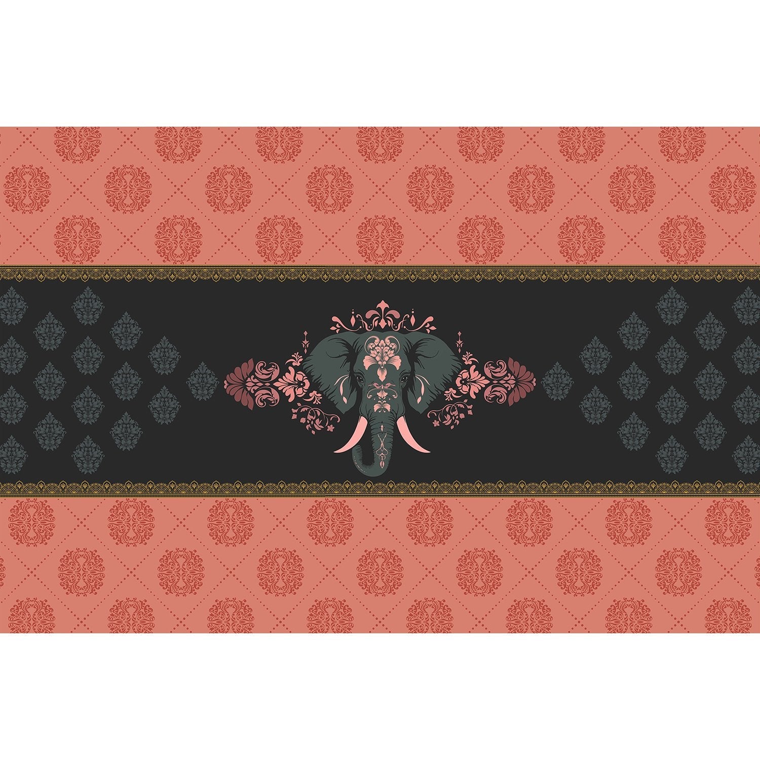 Regal elephant majesty design in lea - "royal" wallpaper mural-equal final