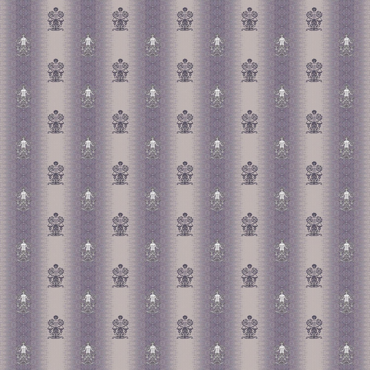 Repeating fleur de lis and crown motifs in beige and cream classical European style - view 16 - final