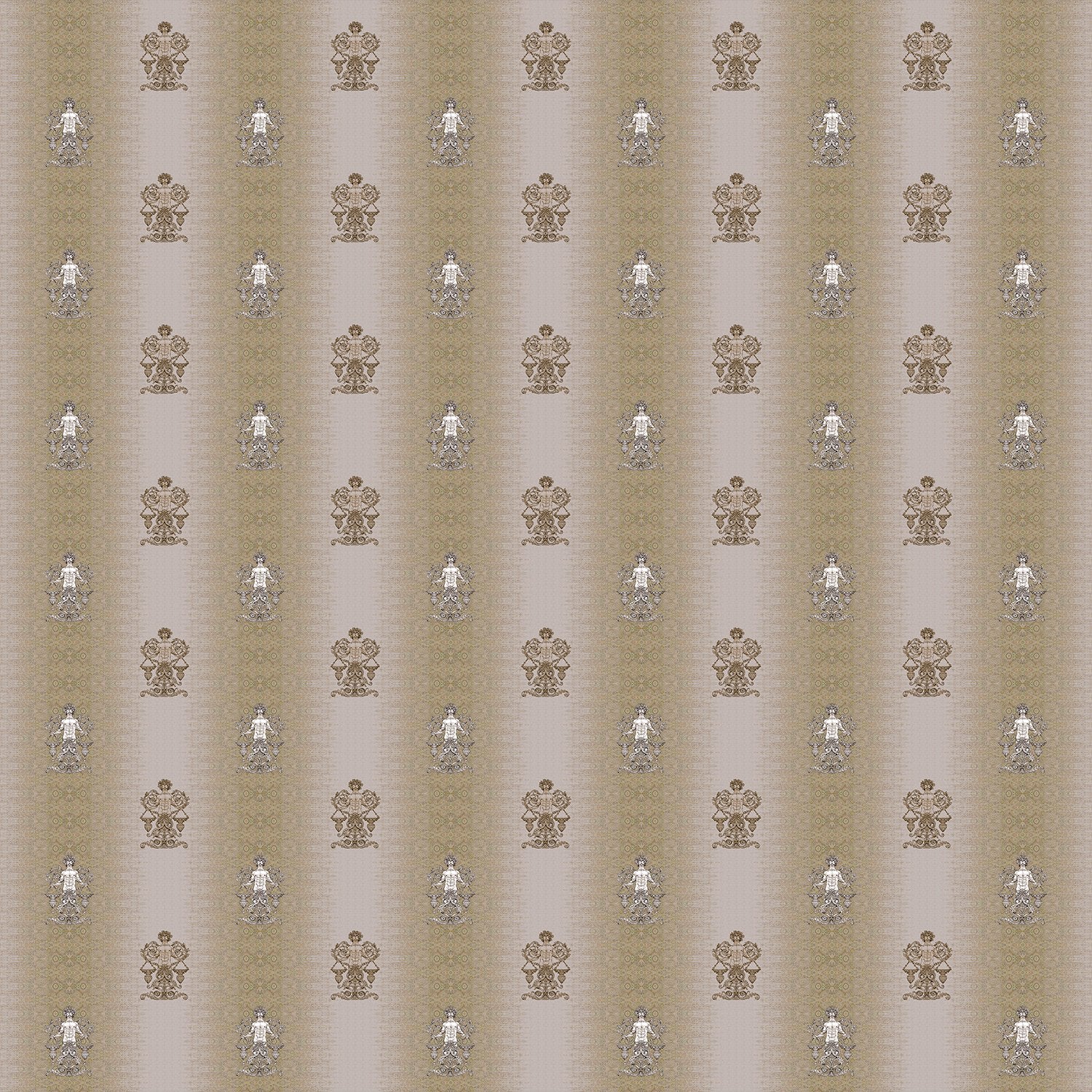 Repeating fleur de lis and crown motifs in beige and cream classical European style - view 2 - final