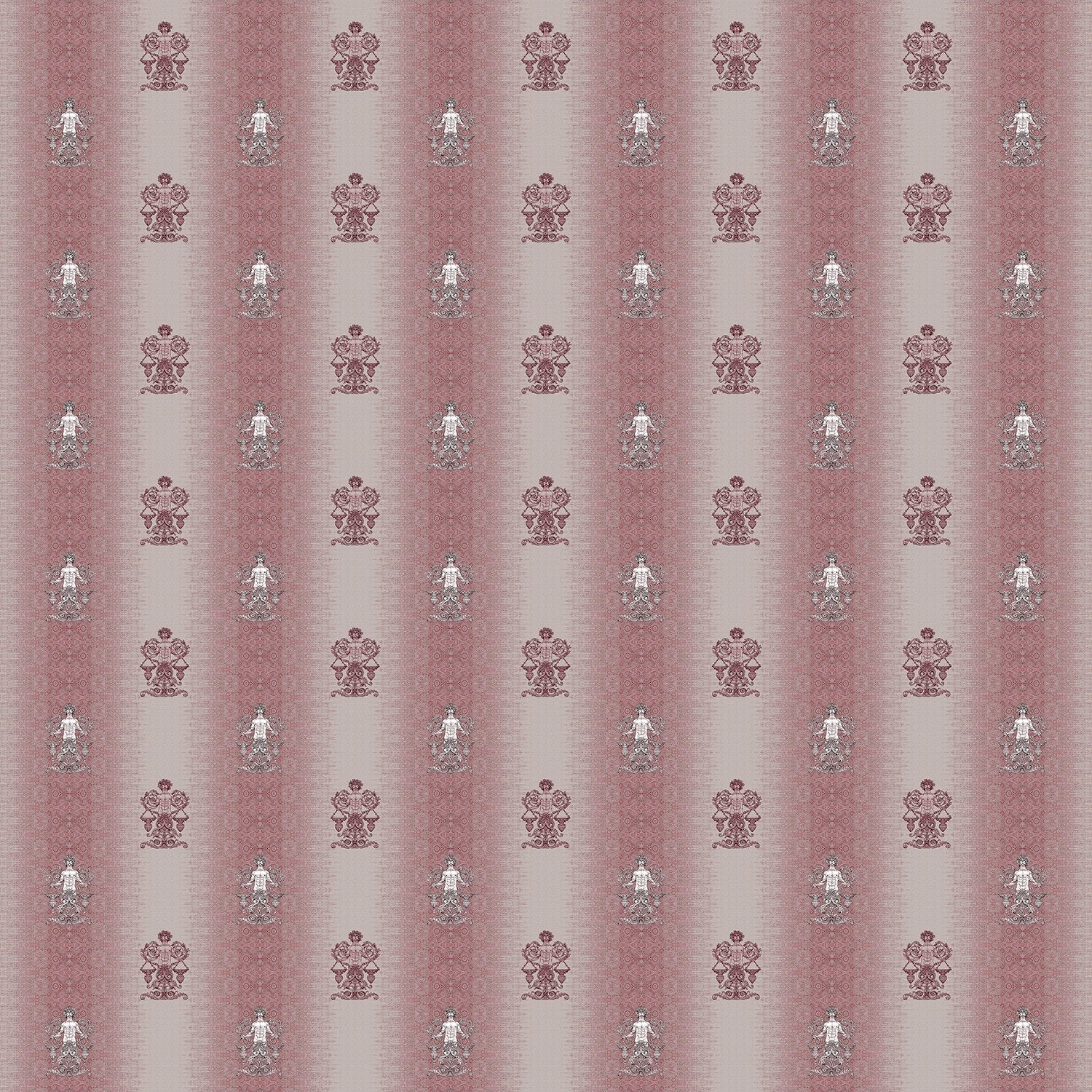 Repeating fleur de lis and crown motifs in beige and cream classical European style - view 24 - final