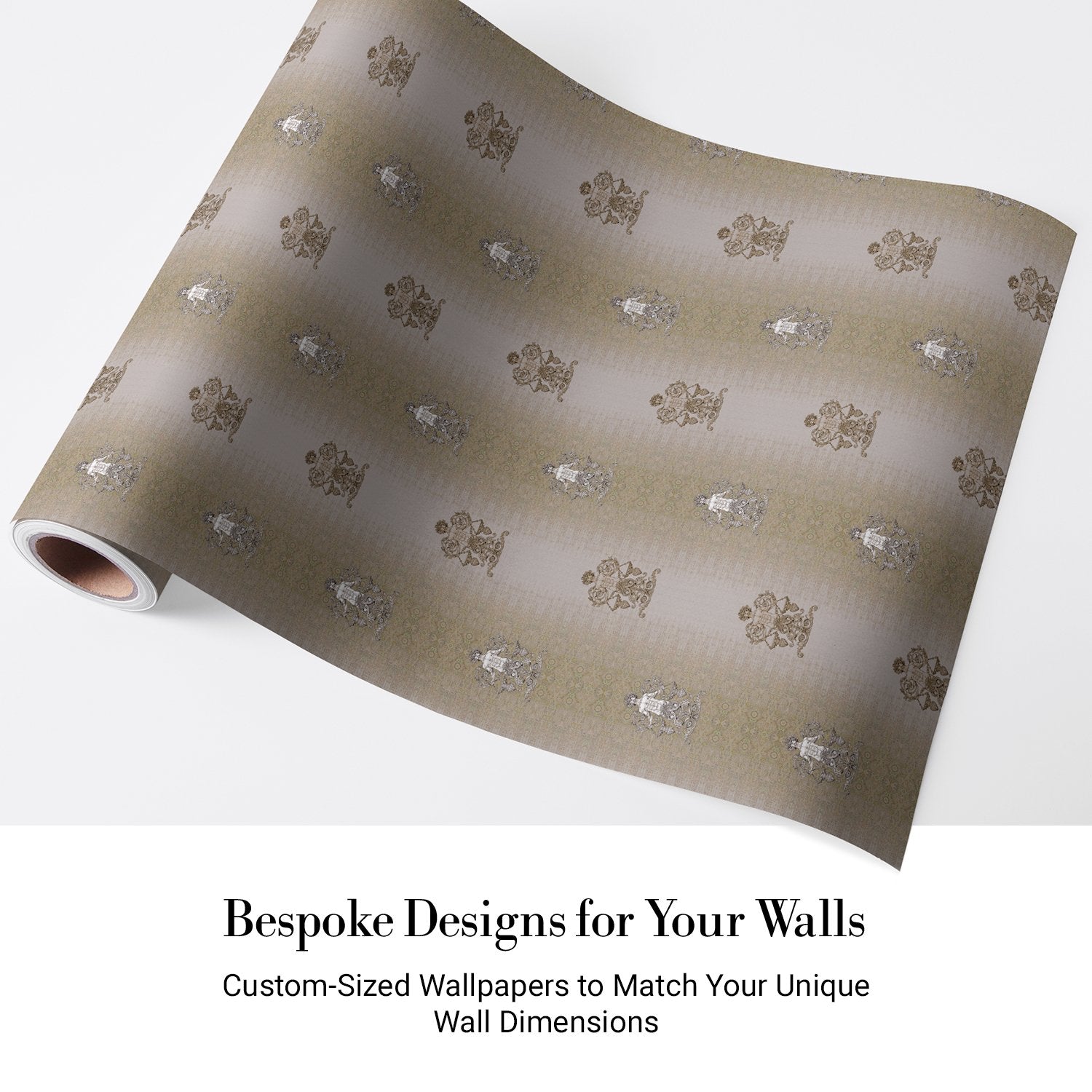 Repeating fleur de lis and crown motifs in beige and cream classical European style - view 5 - final