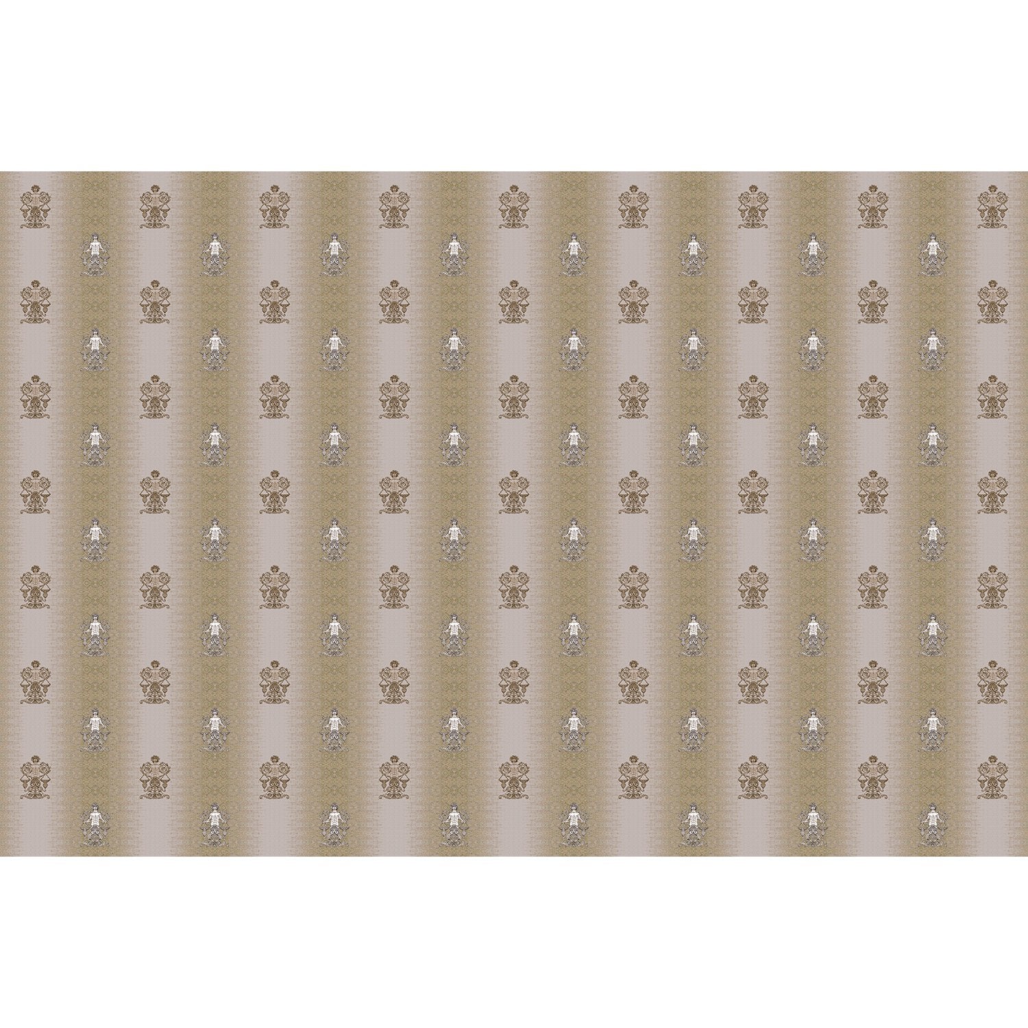 Repeating fleur de lis and crown motifs in beige and cream classical European style - view 6 - repeat-full-square - final