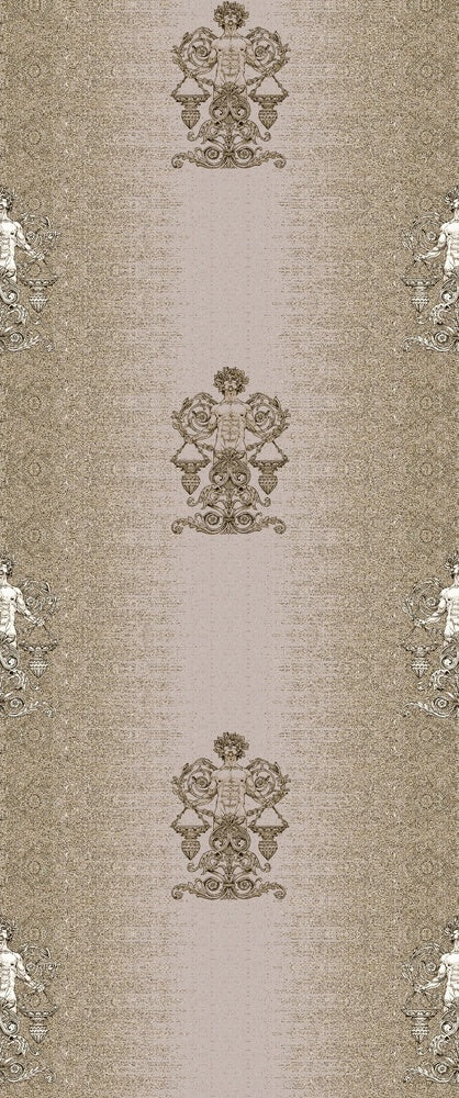 Repeating fleur de lis and crown motifs in beige and cream classical European style - view 8 - repeat-small - final