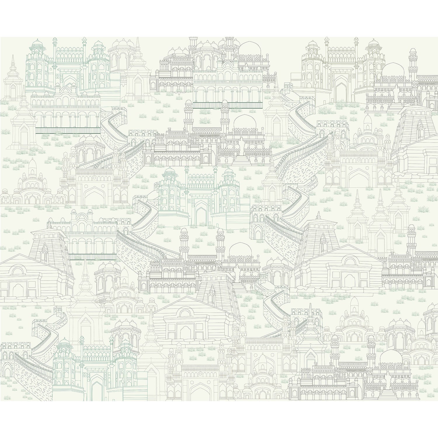 Heritage architecture fort design in lea - "royal" wallpaper mural-equal final