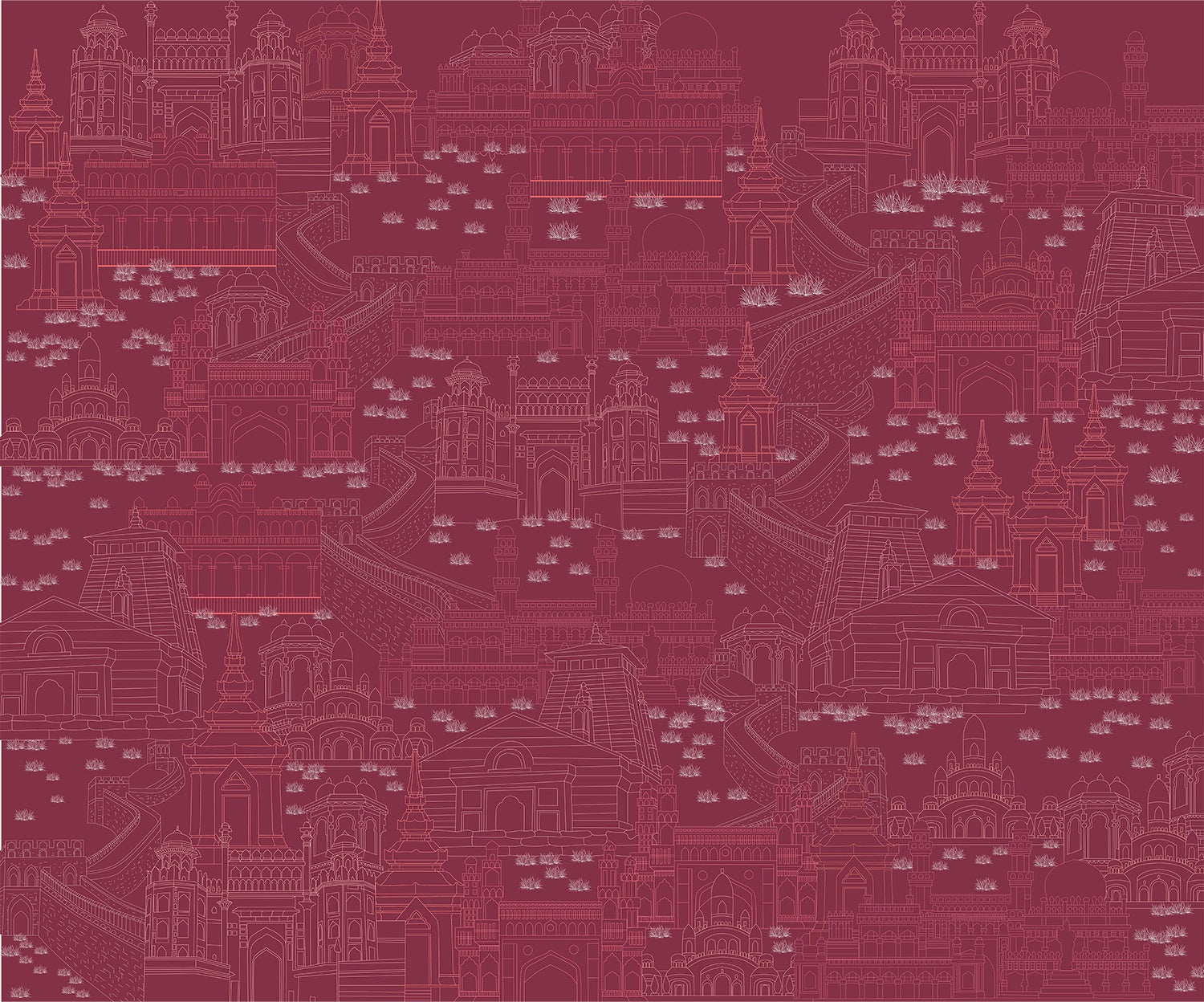 "Heritage architecture fort design in lea - "royal" wallpaper mural-inequal final"