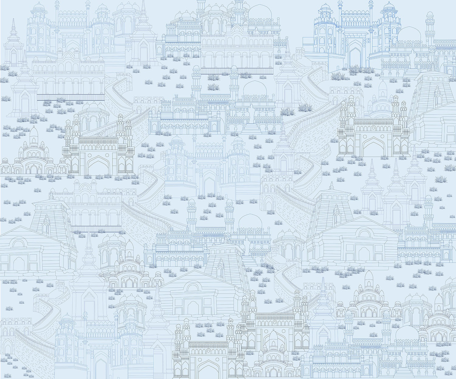 "Heritage architecture fort design in lea - "royal" wallpaper mural-inequal final"