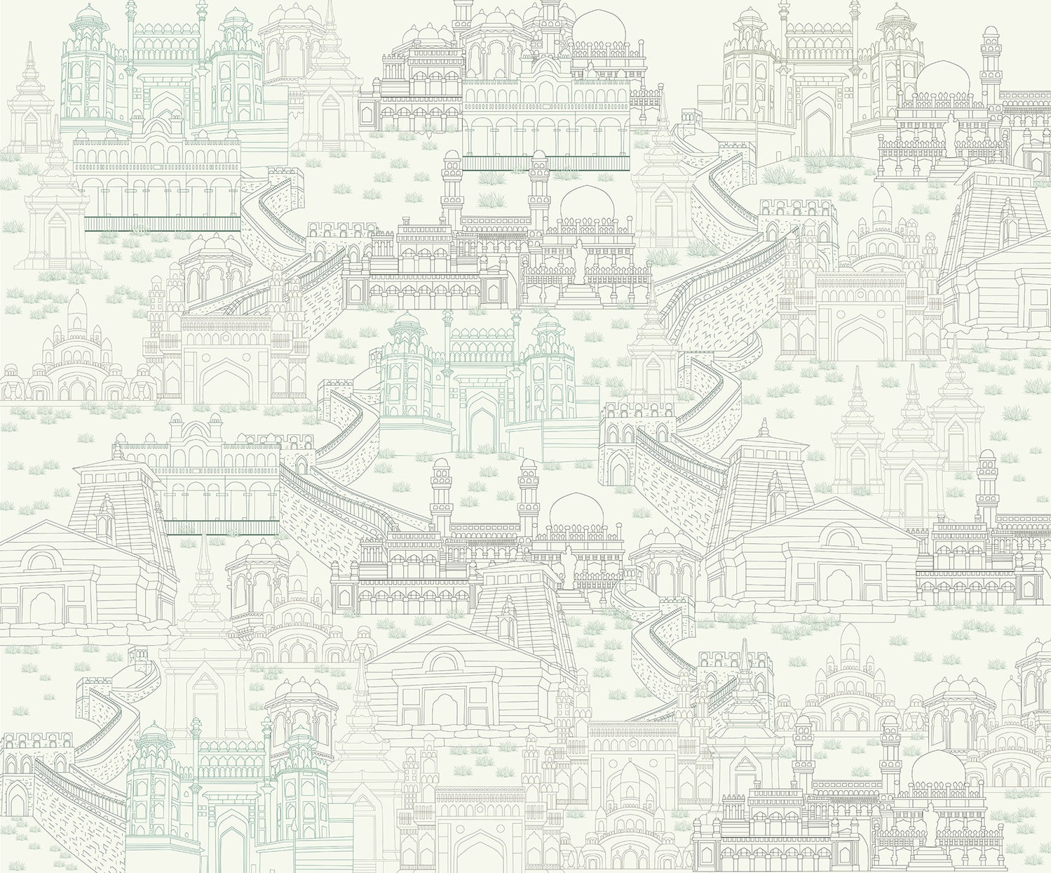 "Heritage architecture fort design in lea - "royal" wallpaper mural-inequal final"