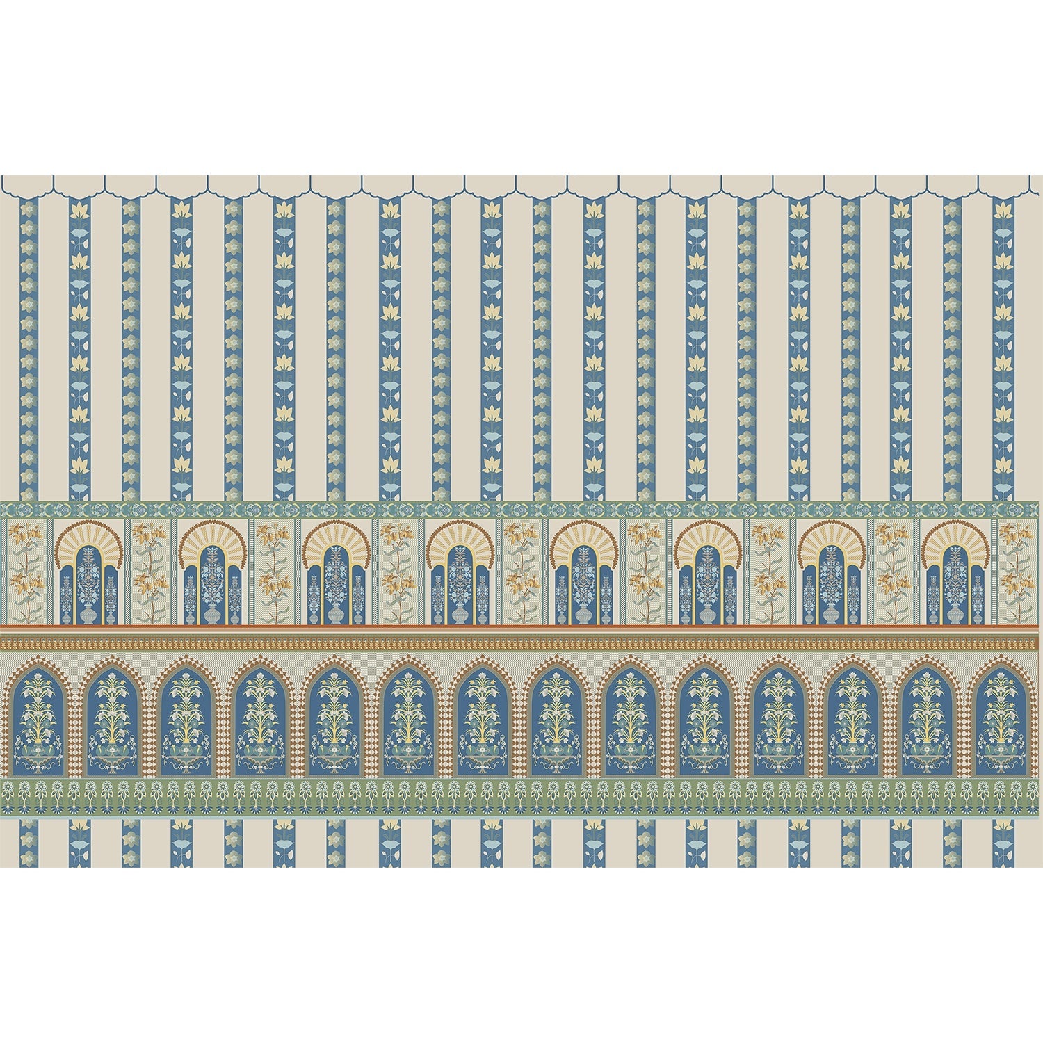 Majestic arch and stripes design in lea - "royal" wallpaper mural-equal final