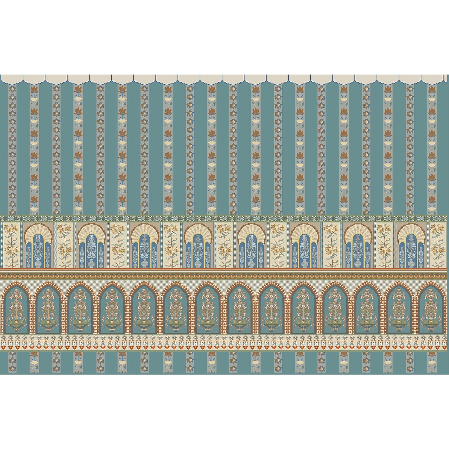 Majestic arch and stripes design in lea - "royal" wallpaper mural-equal final