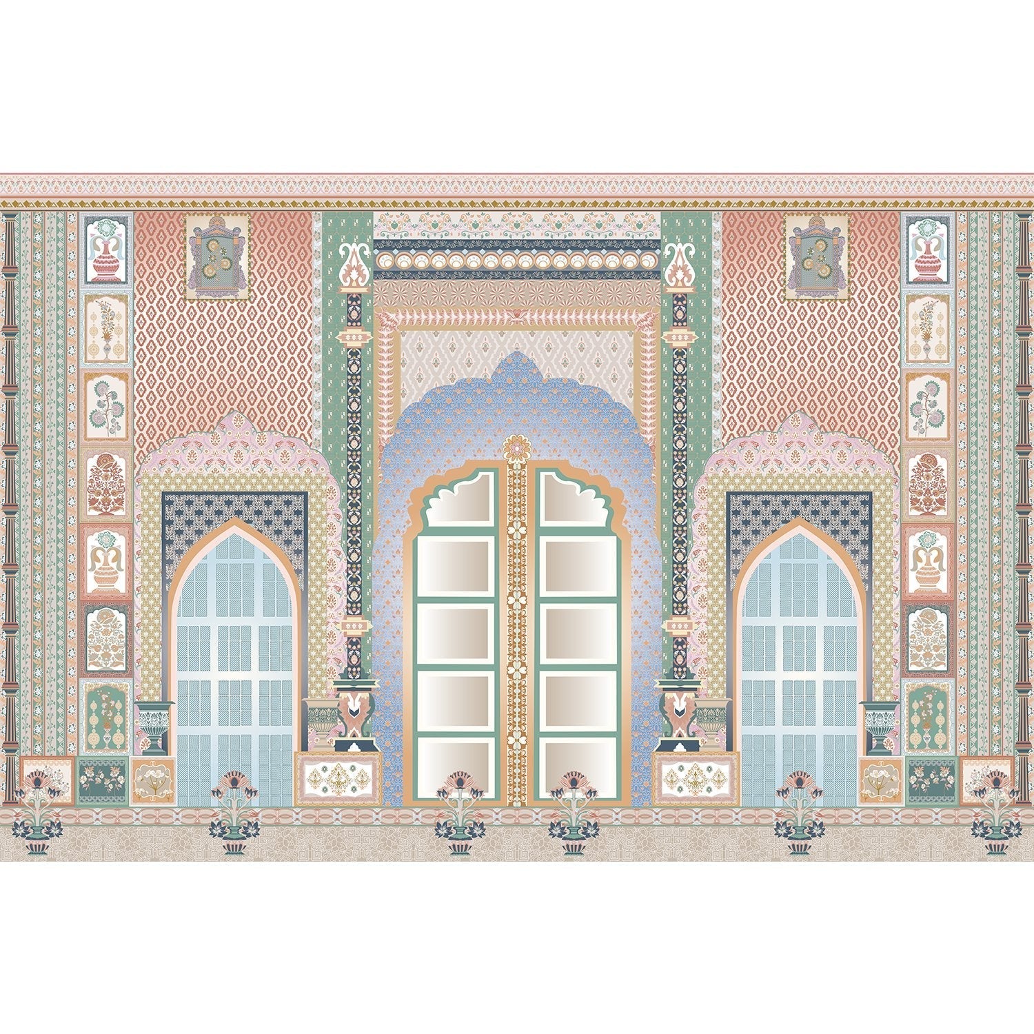"Palatial Mughal design in lea - "royal" wallpaper mural-equal final"