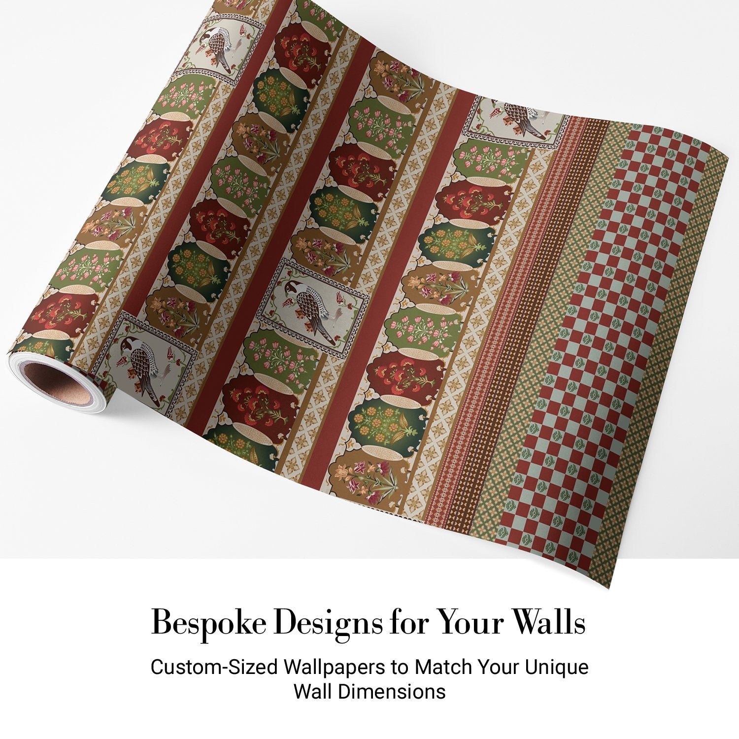 Traditional ornamental border design with repeating Mughal arches and decorative motifs in red green - view 4 - final