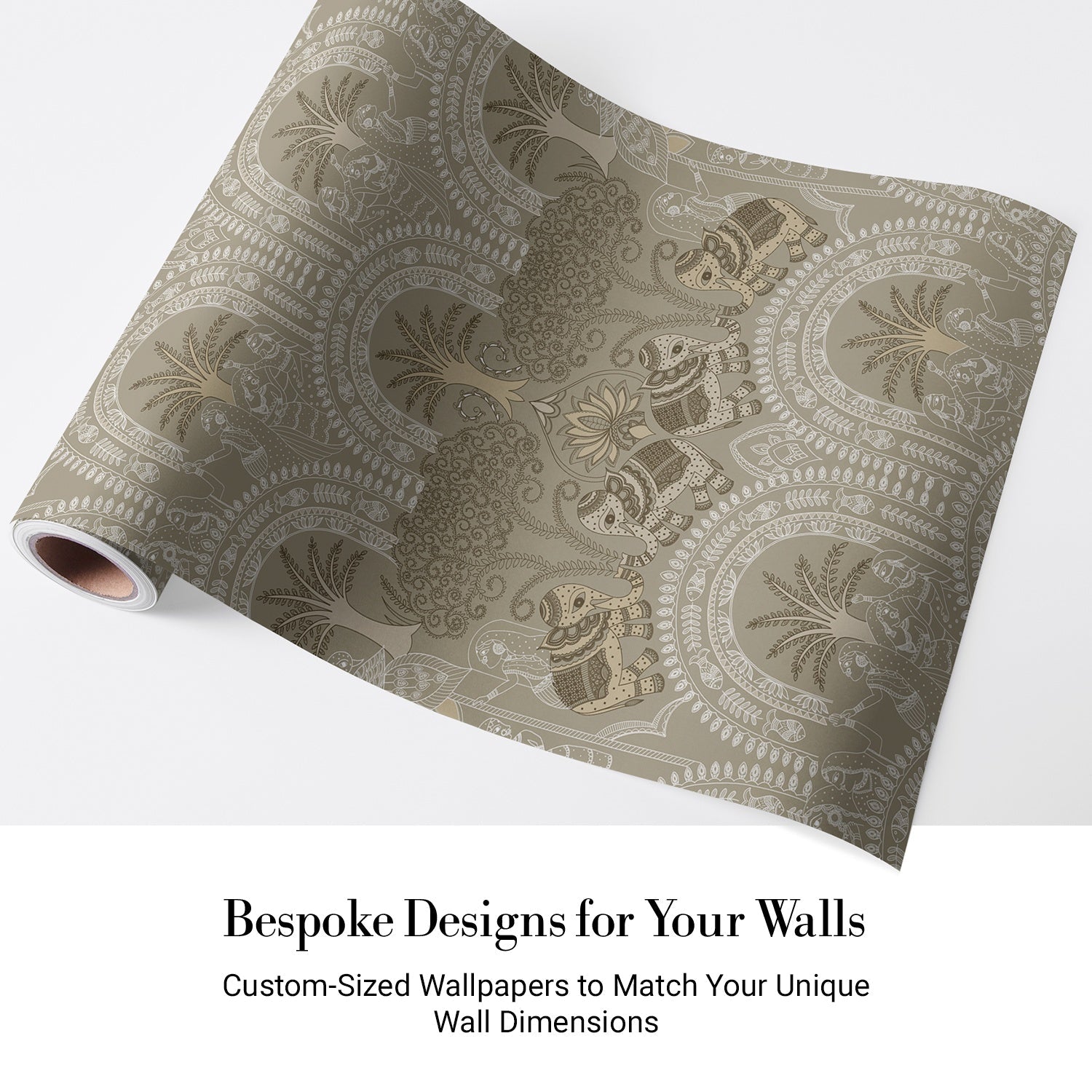 Traditional Indian arches with elephants and palm motifs in sage green and cream tones - view 12 - final