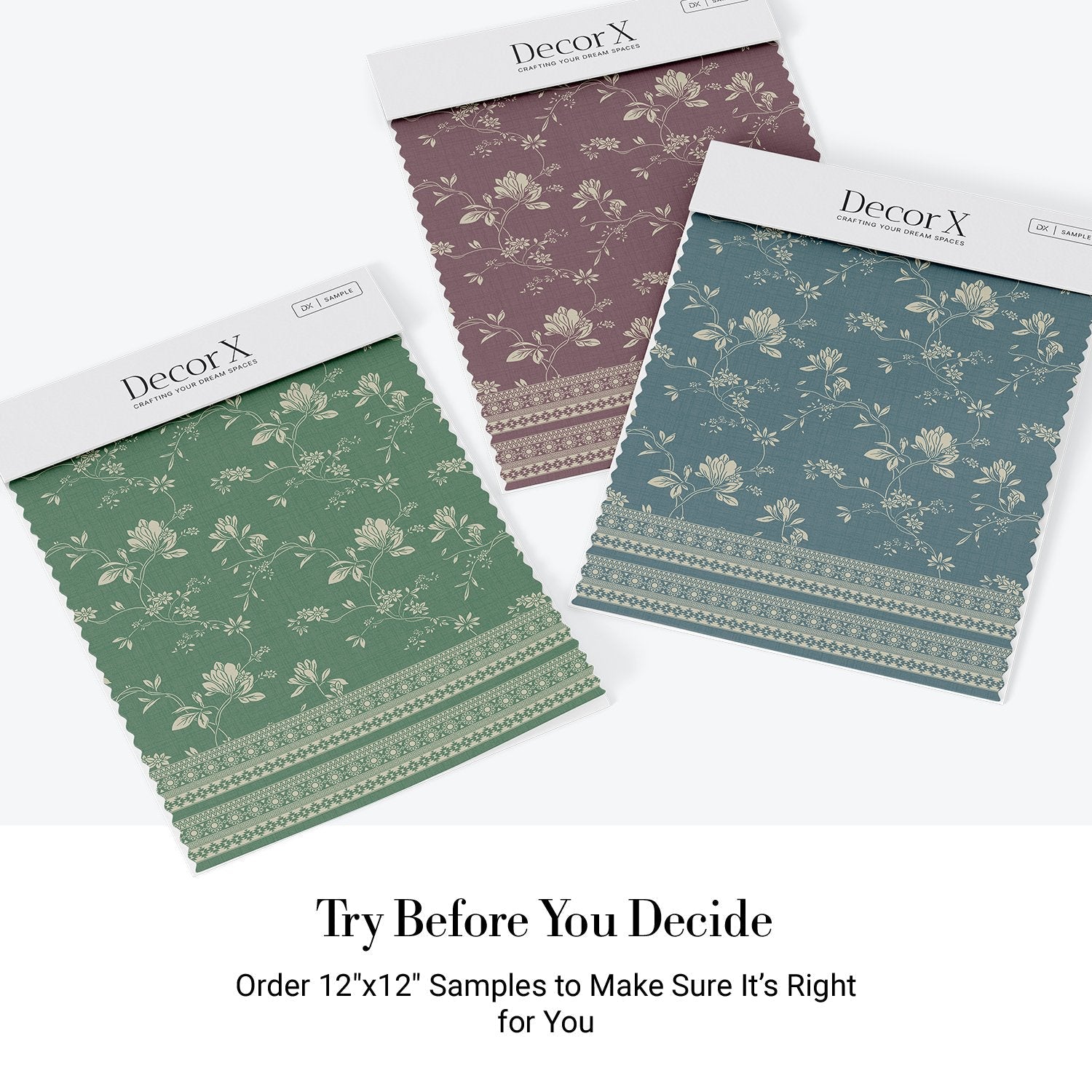 Elegant sage green wallpaper with delicate beige floral motifs and decorative border trim - view 19 - final all-groups samples