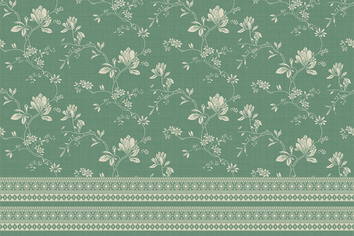 Graceful emerald lea floral design - "retro and vintage" wallpaper mural-inequal final