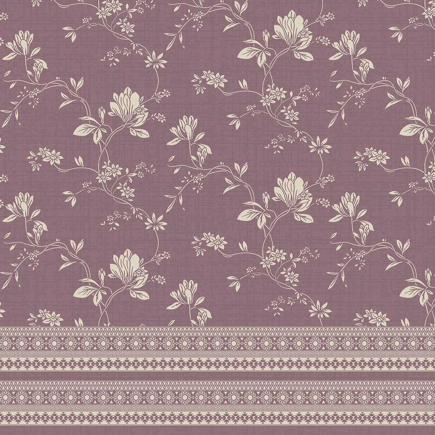 Elegant sage green wallpaper with delicate beige floral motifs and decorative border trim - view 8 - final