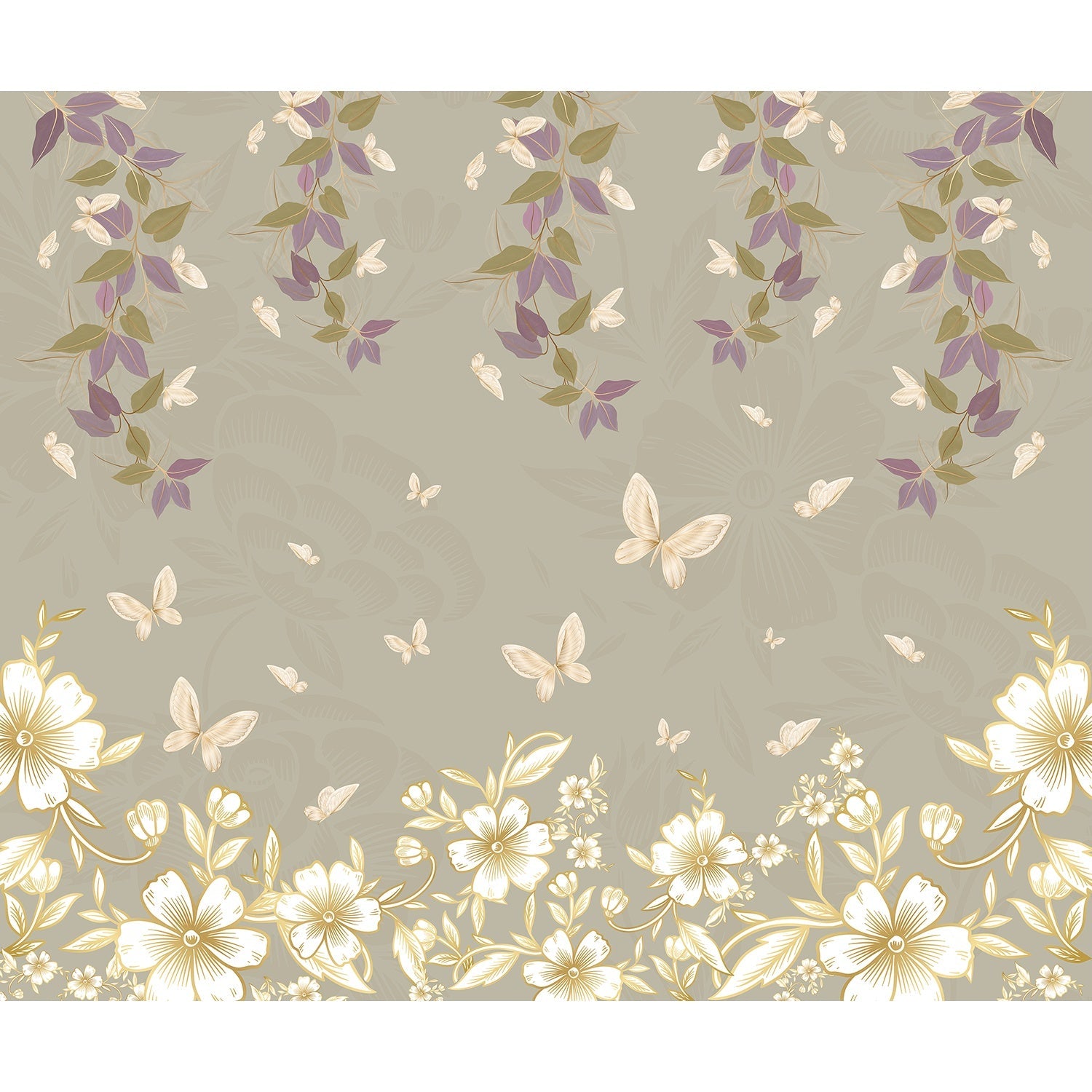 Butterfly garden flora design in lea - "flora" wallpaper mural-equal final