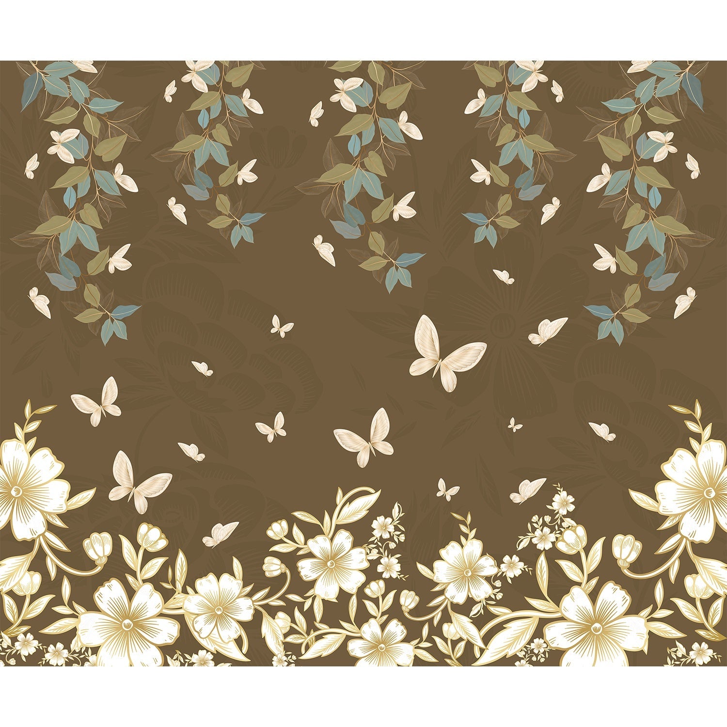 Butterfly garden flora design in lea - "flora" wallpaper mural-equal final