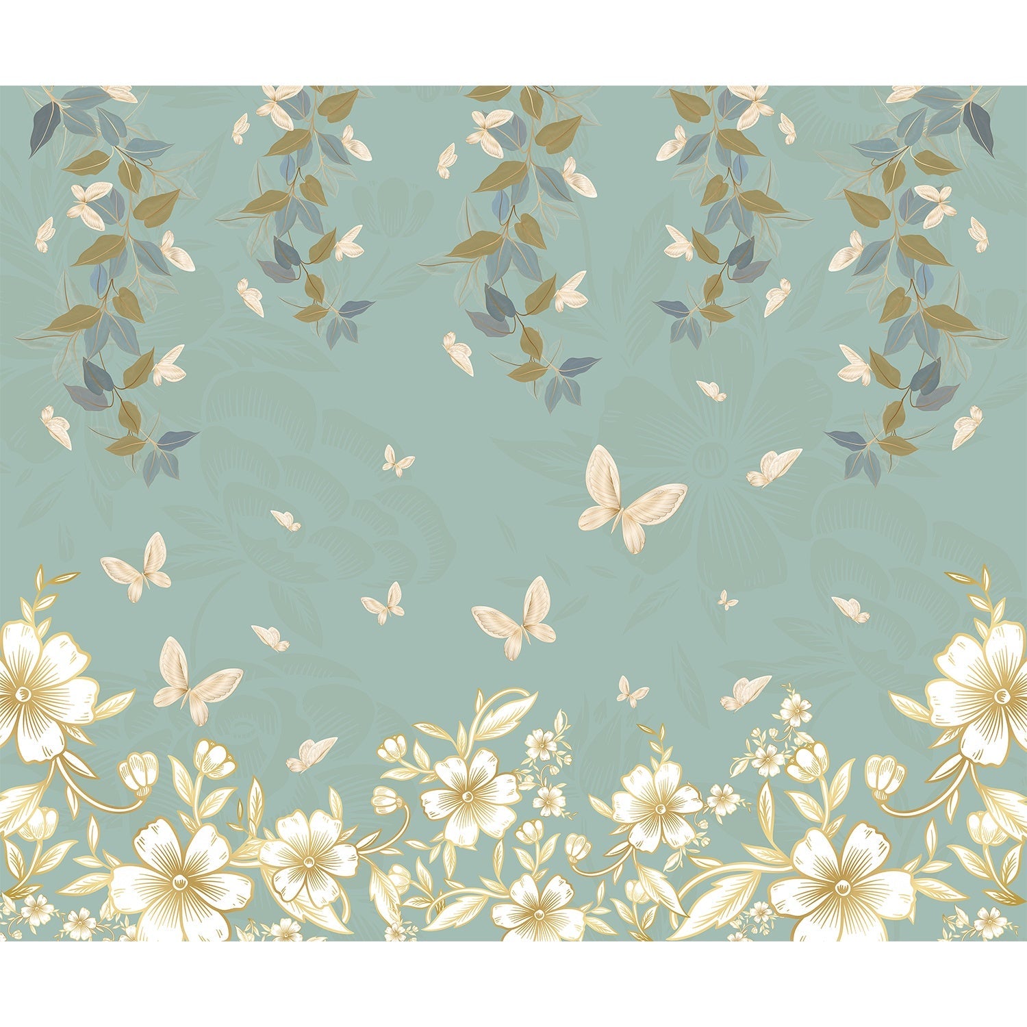 Butterfly garden flora design in lea - "flora" wallpaper mural-equal final
