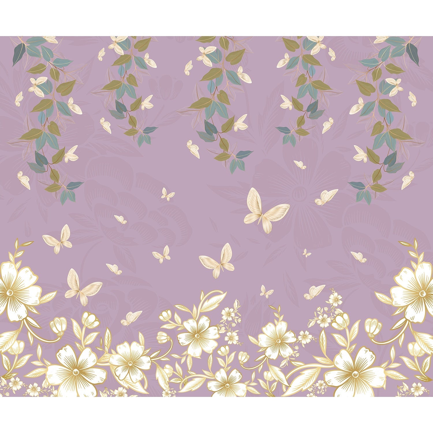Butterfly garden flora design in lea - "flora" wallpaper mural-equal final