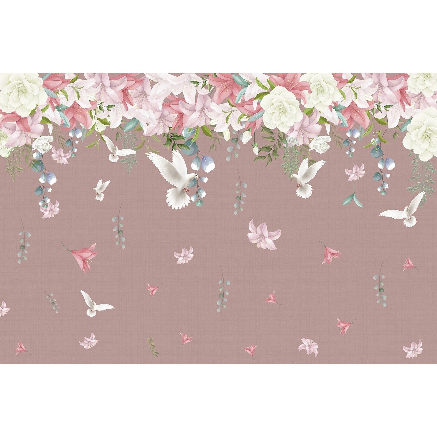 Dove and blossoms on lea - "flora" wallpaper mural-equal final