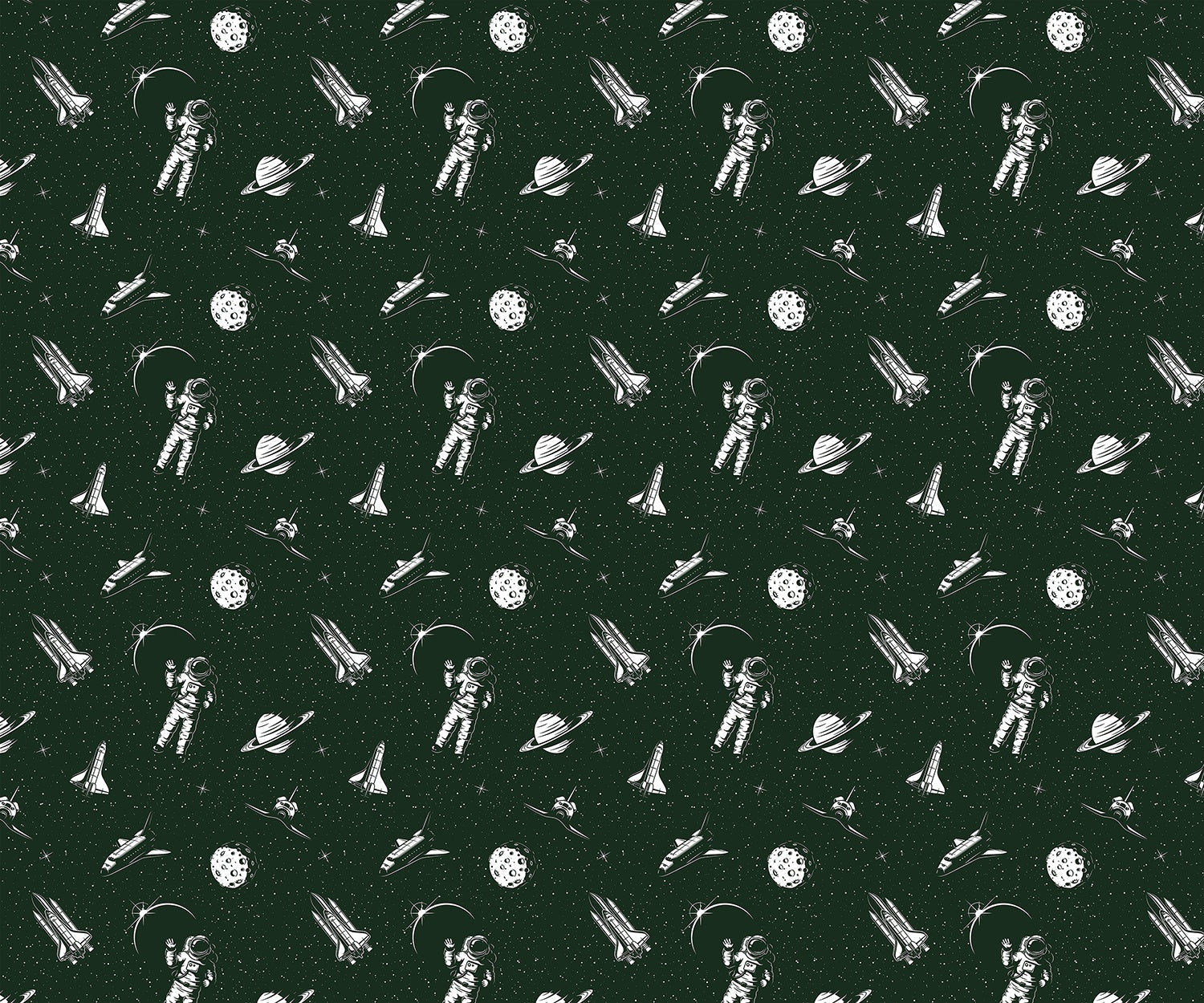 "Cosmic space explorer pattern in lea - kids wallpaper mural-inequal final"
