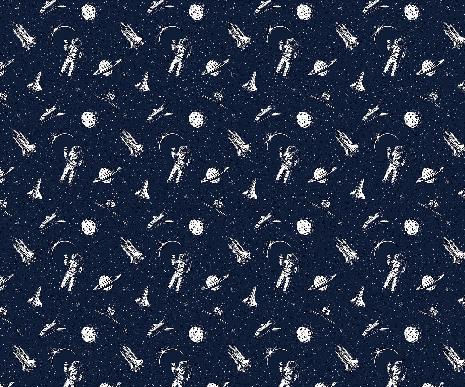 "Cosmic space explorer pattern in lea - kids wallpaper mural-inequal final"