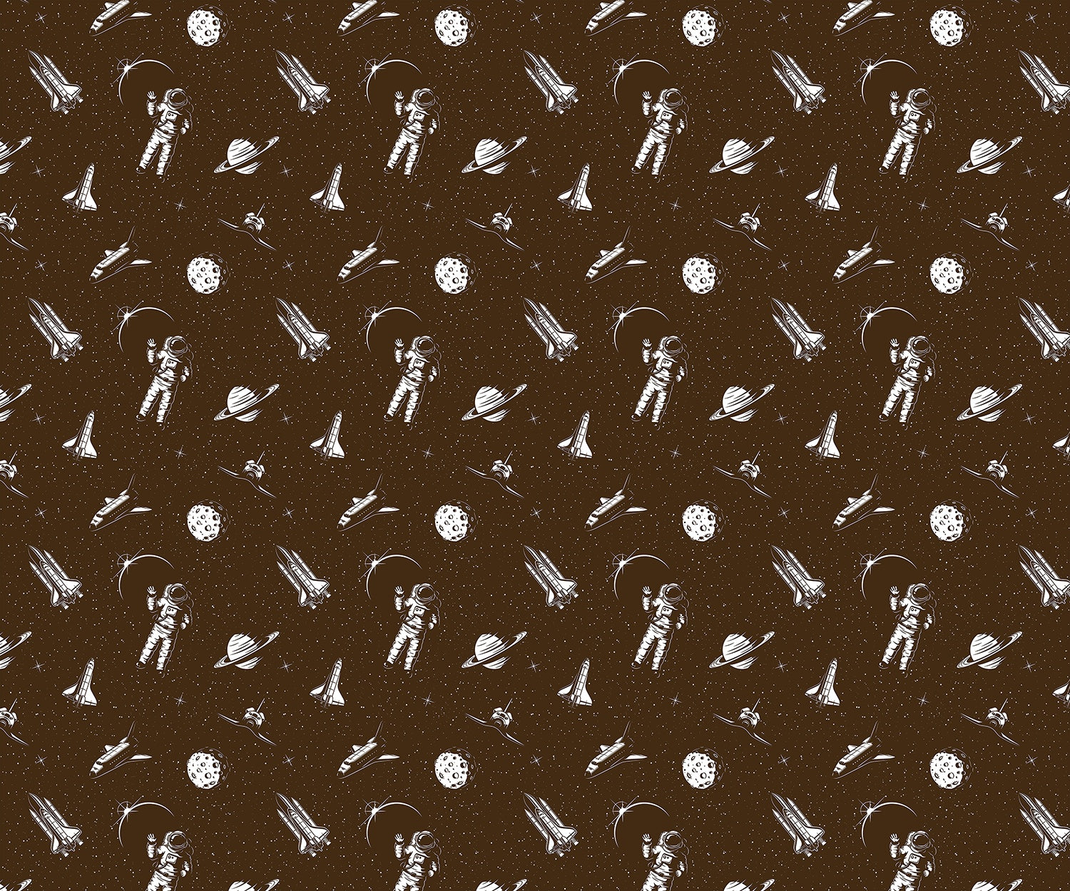 "Cosmic space explorer pattern in lea - kids wallpaper mural-inequal final"